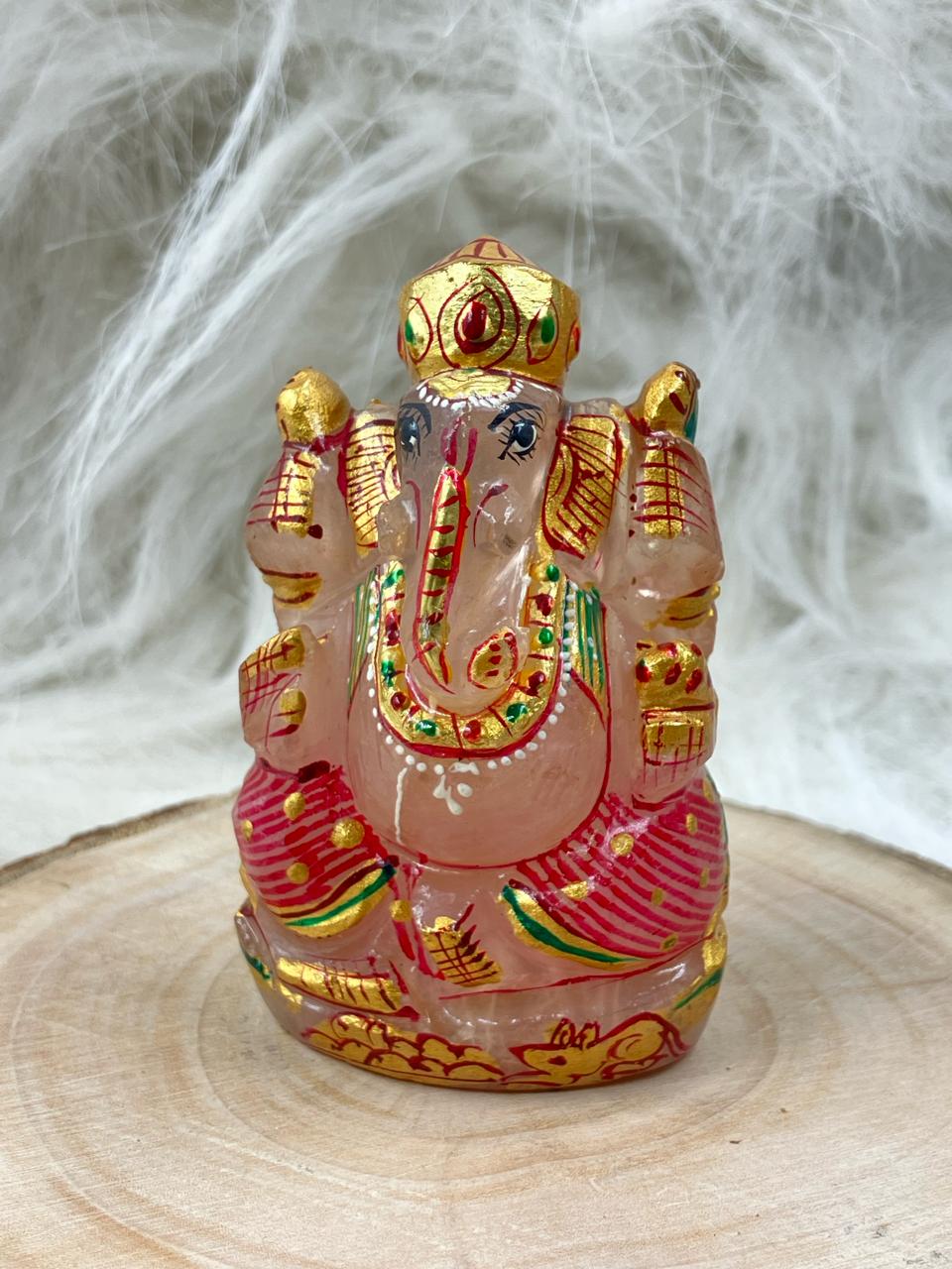 ROSE QUARTZ GANESHA STATUE